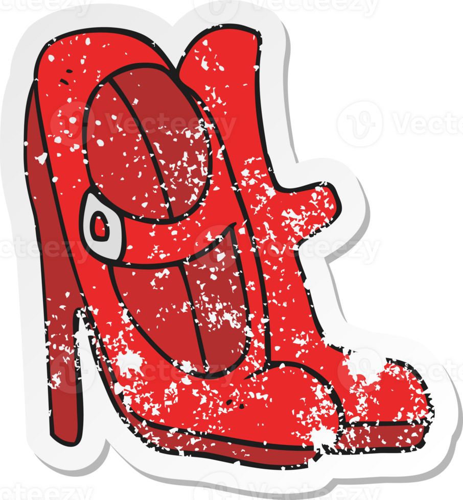 retro distressed sticker of a cartoon high heeled shoes png