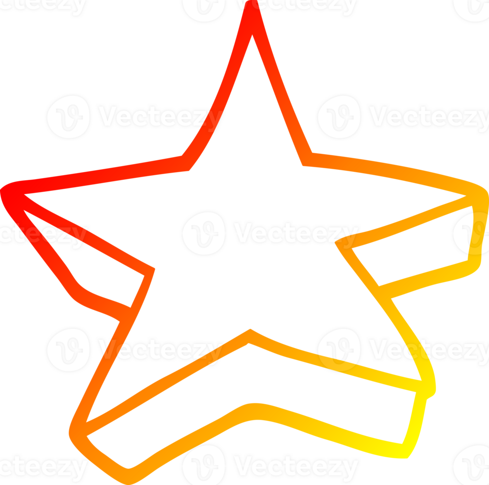 warm gradient line drawing of a cartoon shooting star png