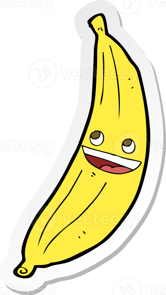 autocollant d'une banane heureuse de dessin animé png