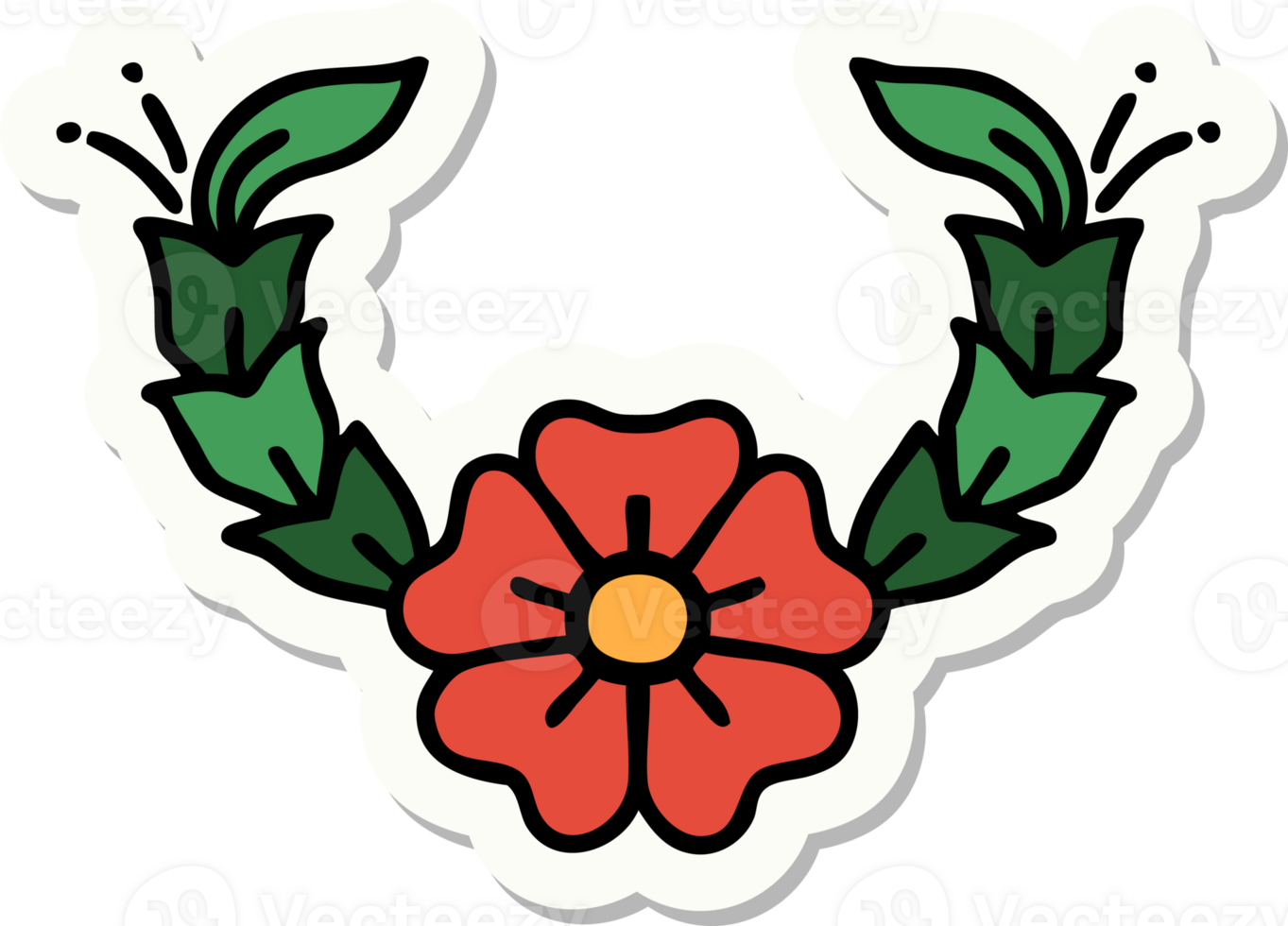 sticker of tattoo in traditional style of a decorative flower png