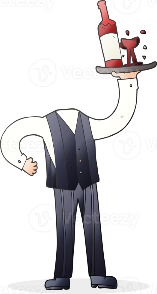 hand drawn cartoon headless waiter add own photos png