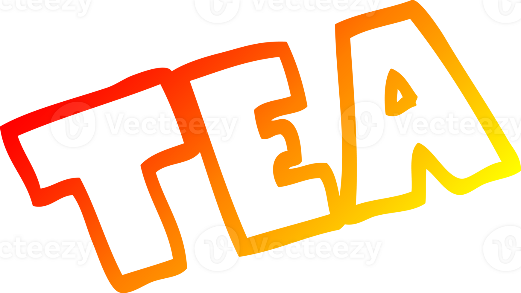 warm gradient line drawing of a cartoon word tea png