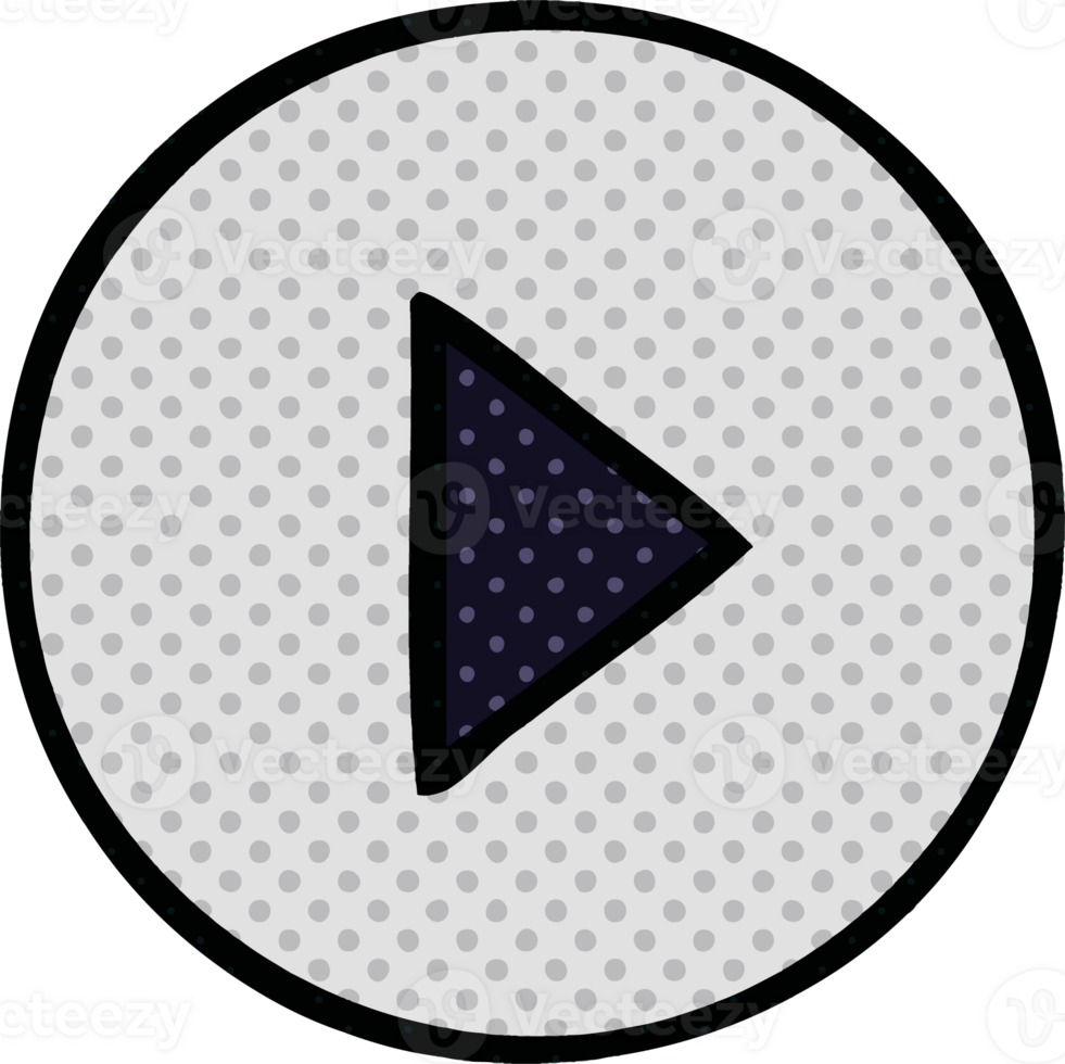 comic book style cartoon of a play button png