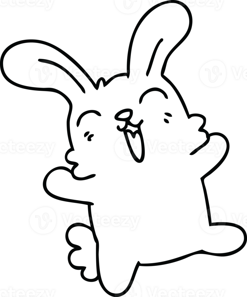 line drawing quirky cartoon rabbit png
