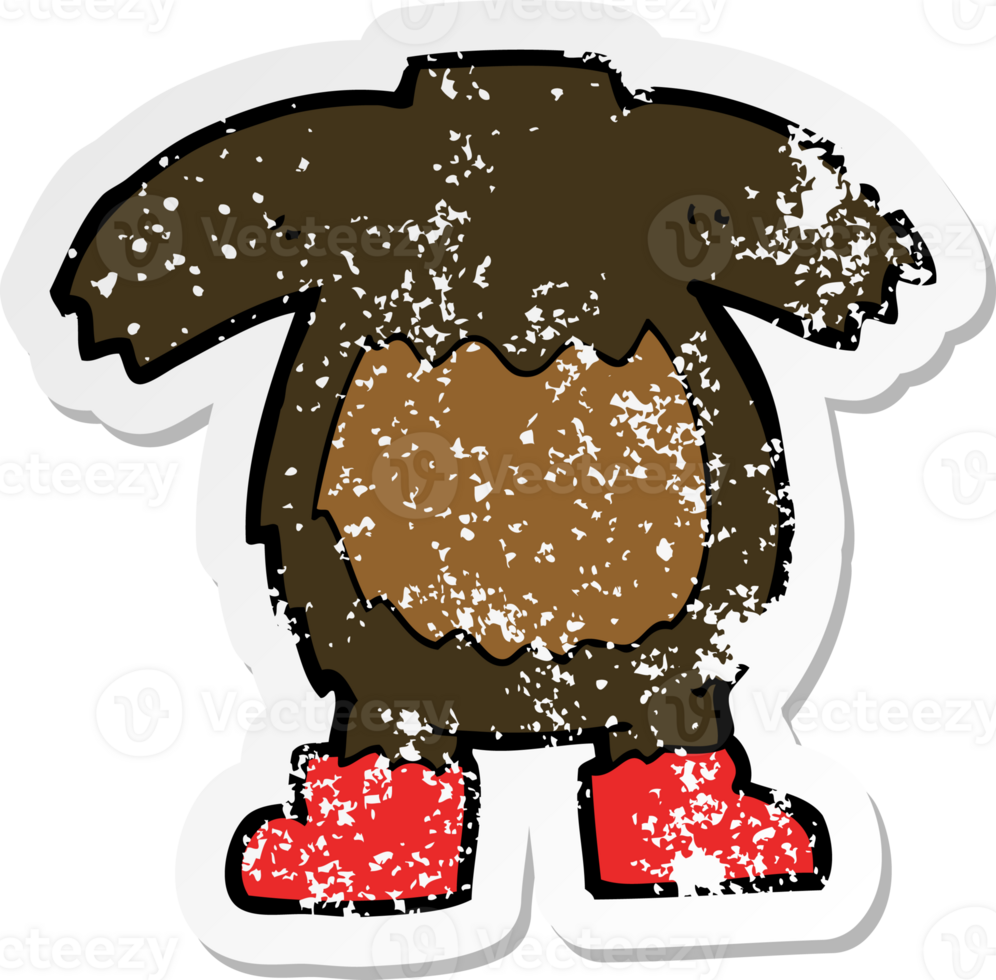 retro distressed sticker of a cartoon black bear body png