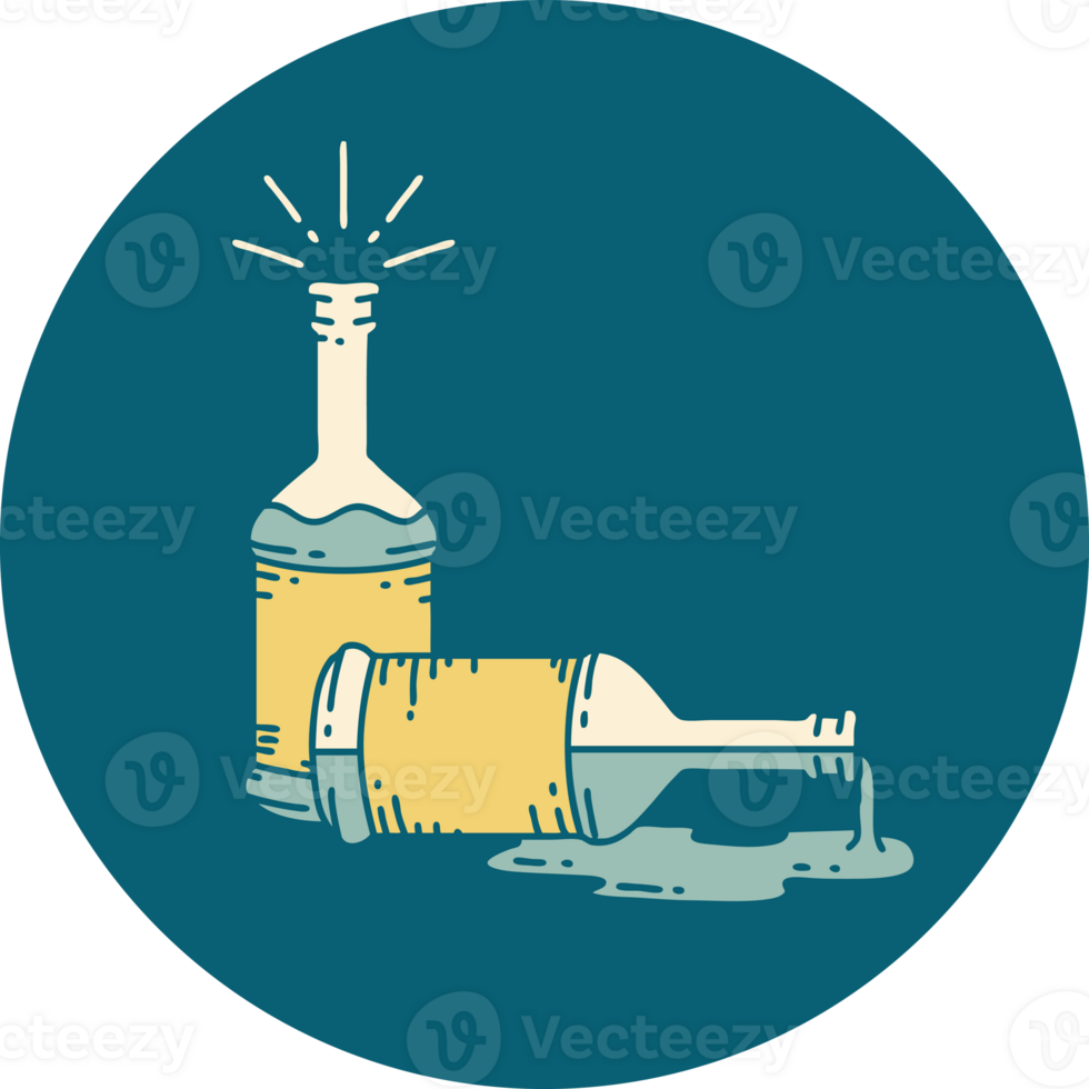 icon of a tattoo style beer bottles png