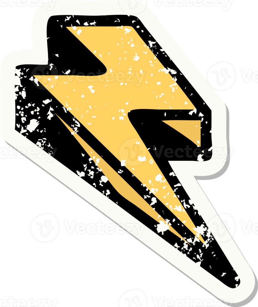 distressed sticker tattoo in traditional style of lighting bolt png