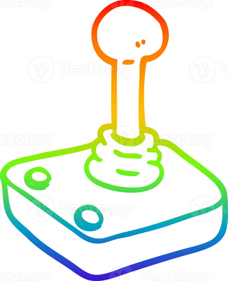 rainbow gradient line drawing of a cartoon joystick png