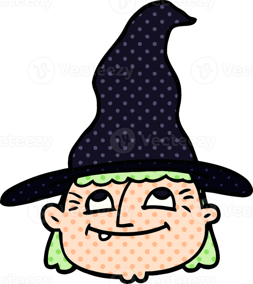 cartoon doodle witch face png