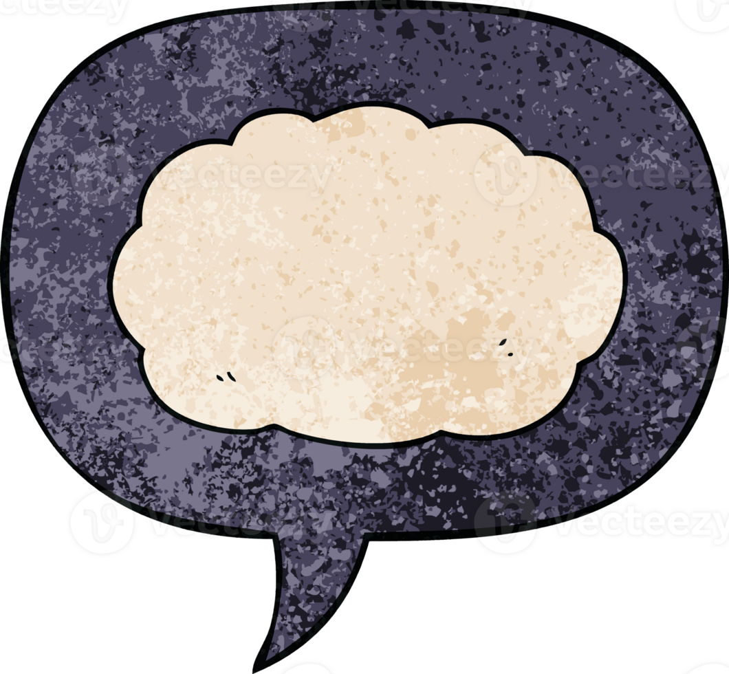 cartoon cloud with speech bubble in retro texture style png