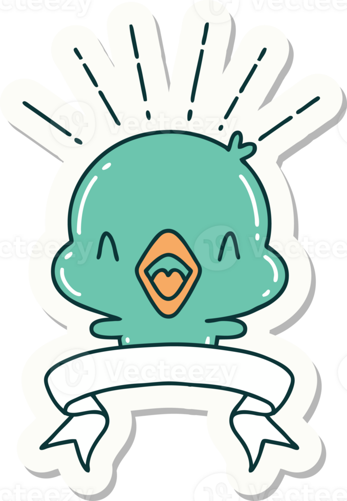 sticker of a tattoo style singing chick png