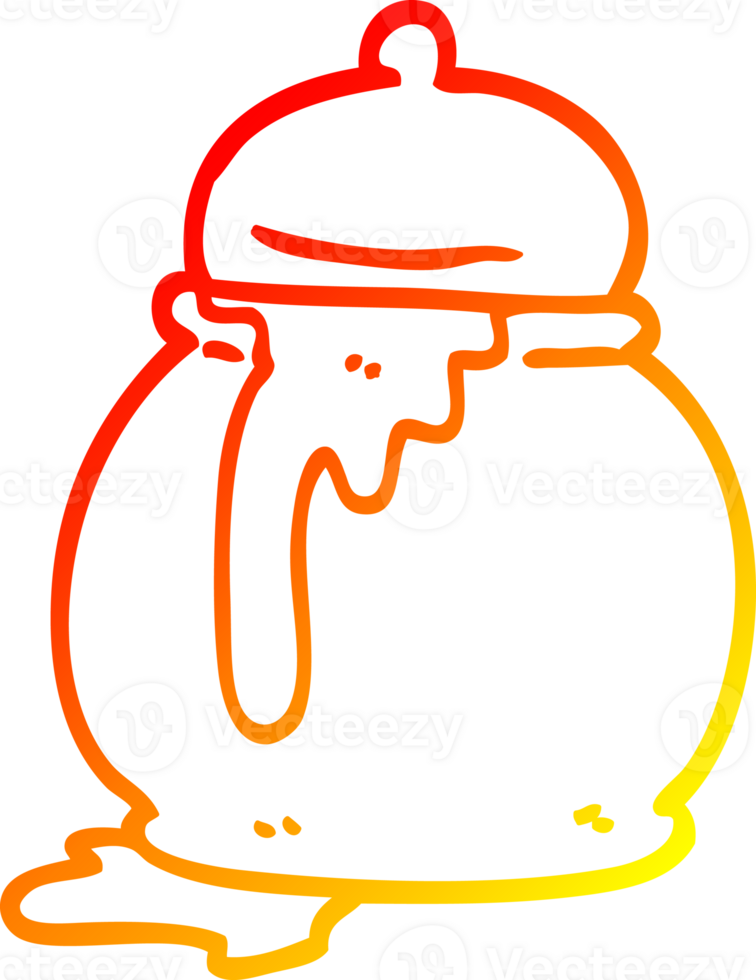 warm gradient line drawing of a cartoon honey pot png