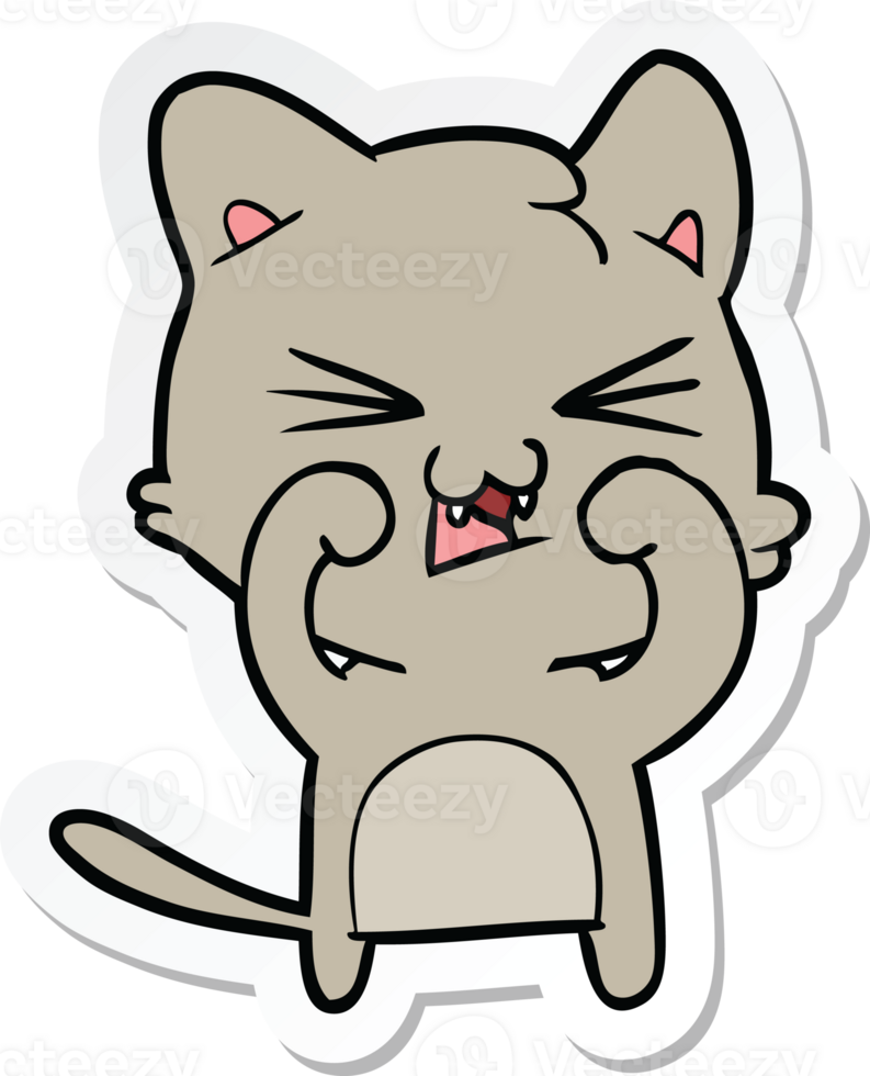 sticker of a cartoon hissing cat png