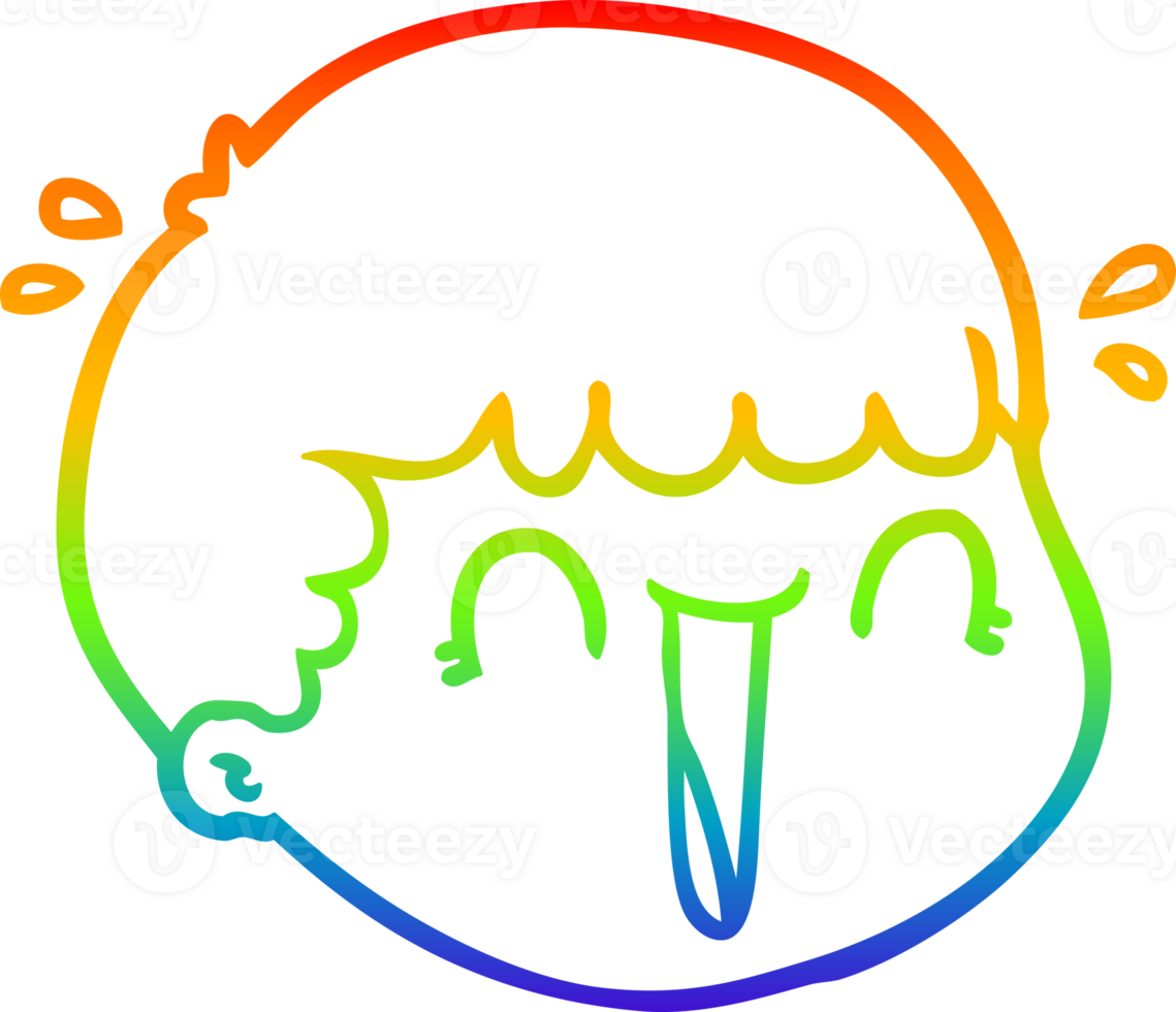 rainbow gradient line drawing of a cartoon male face png