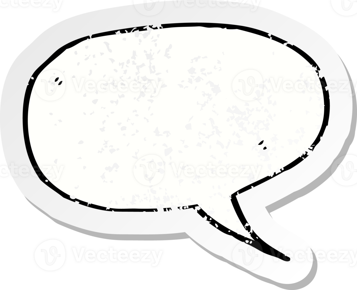 retro distressed sticker of a cartoon speech bubble png