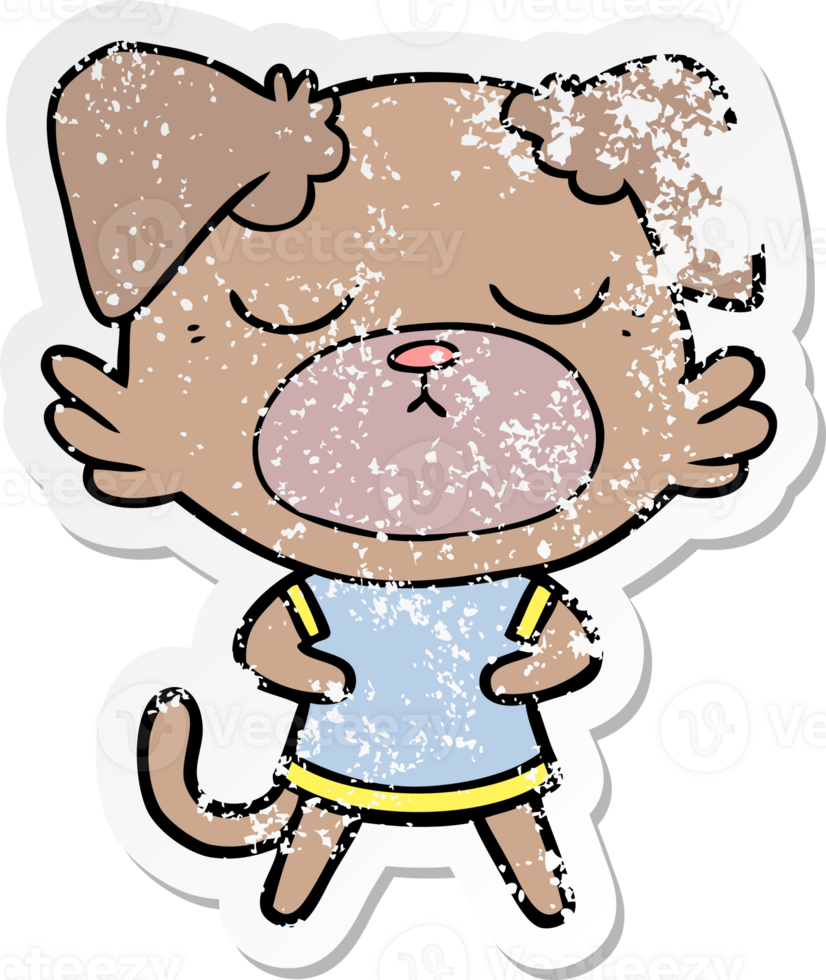 distressed sticker of a cute cartoon dog png