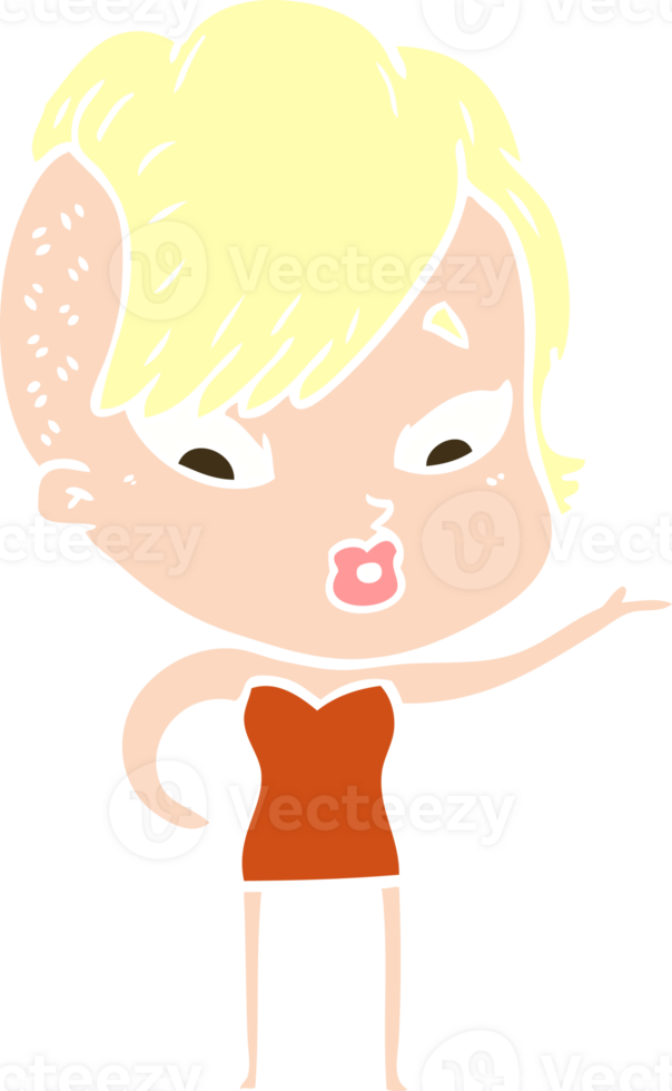 flat color style cartoon surprised girl png