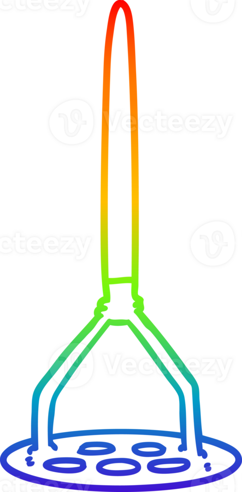 rainbow gradient line drawing of a cartoon potato masher png