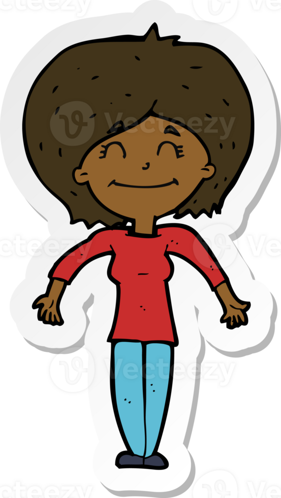 sticker of a cartoon woman shrugging shoulders png