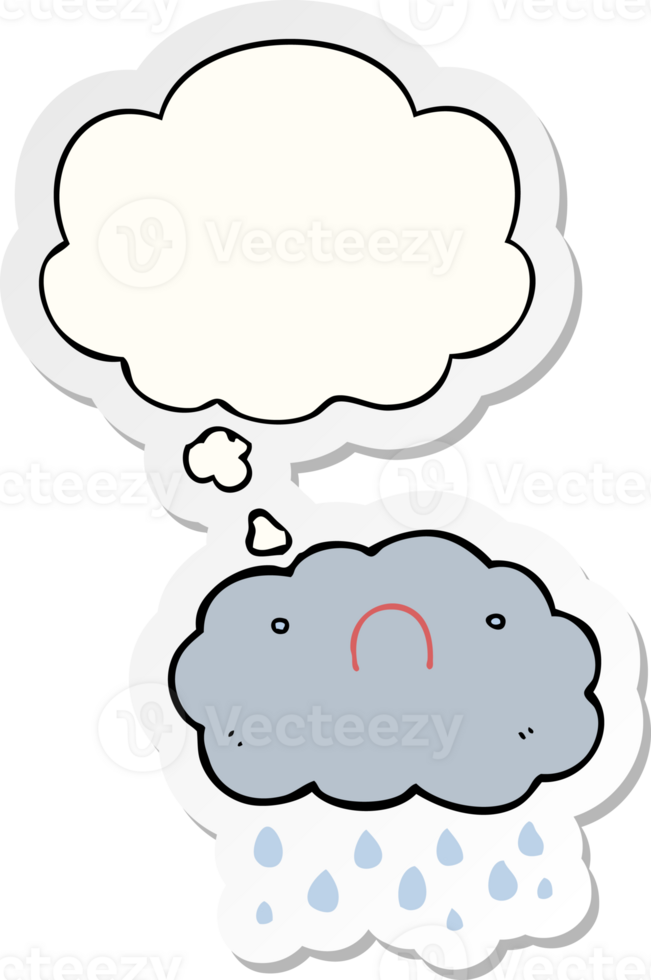 cute cartoon cloud with thought bubble as a printed sticker png