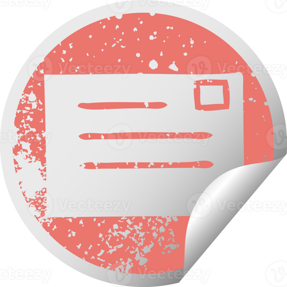 distressed circular peeling sticker symbol of a letter png