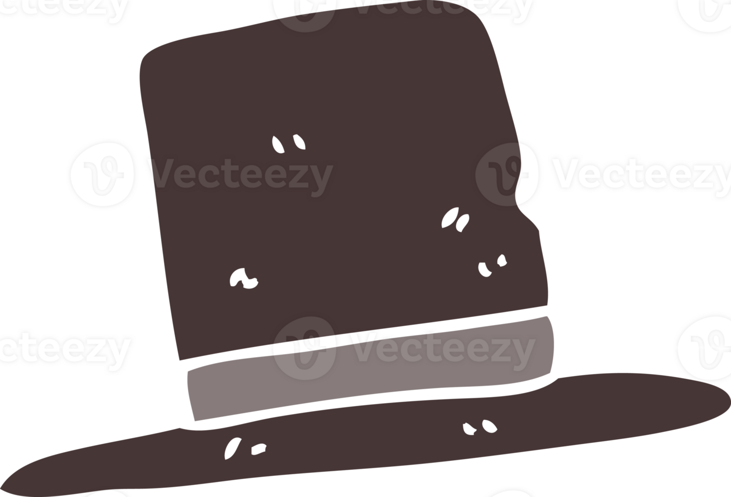 flat color illustration cartoon top hat png