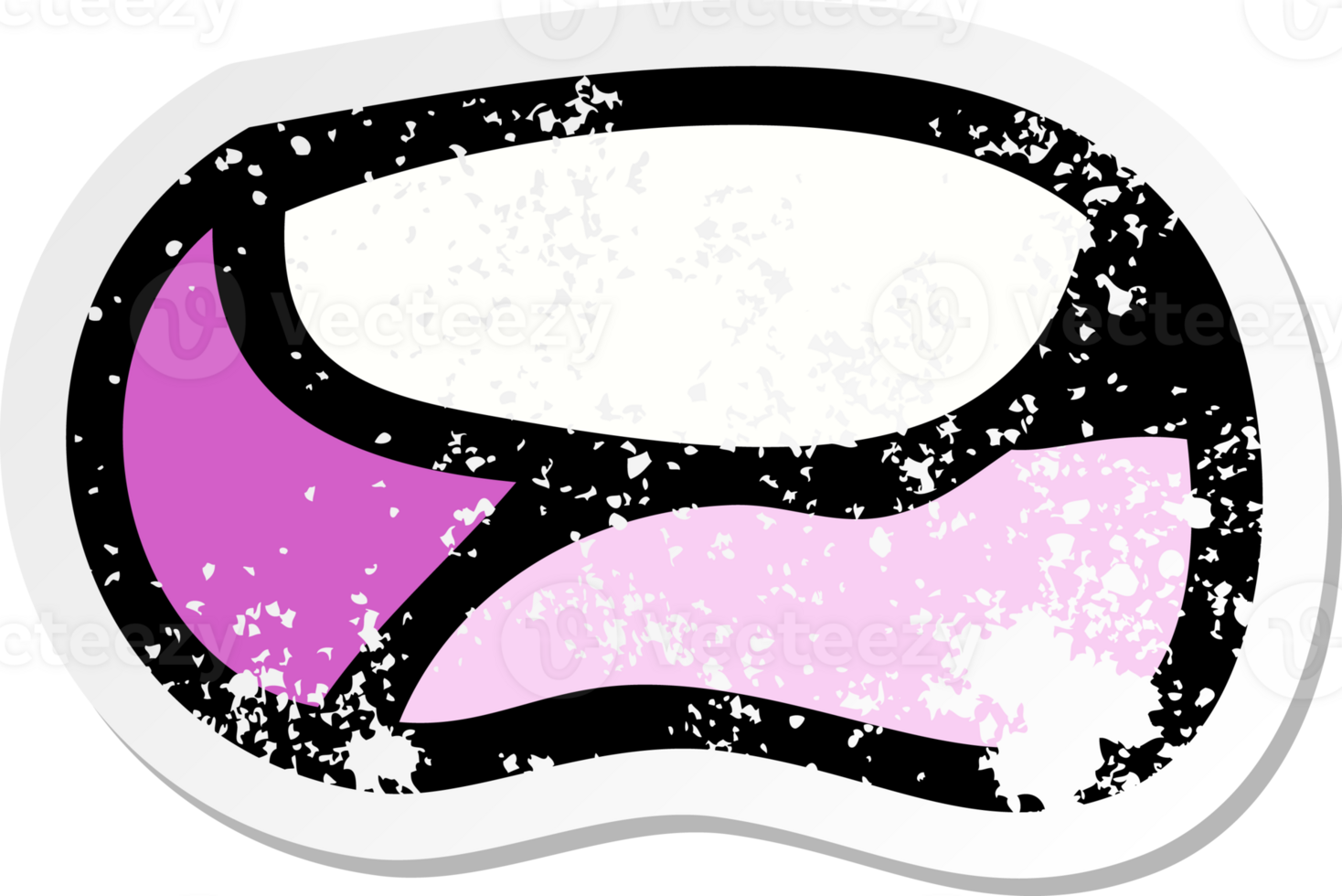 retro distressed sticker of a cartoon unhappy mouth png