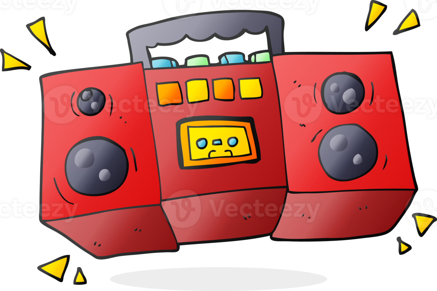hand drawn cartoon cassette tape player png