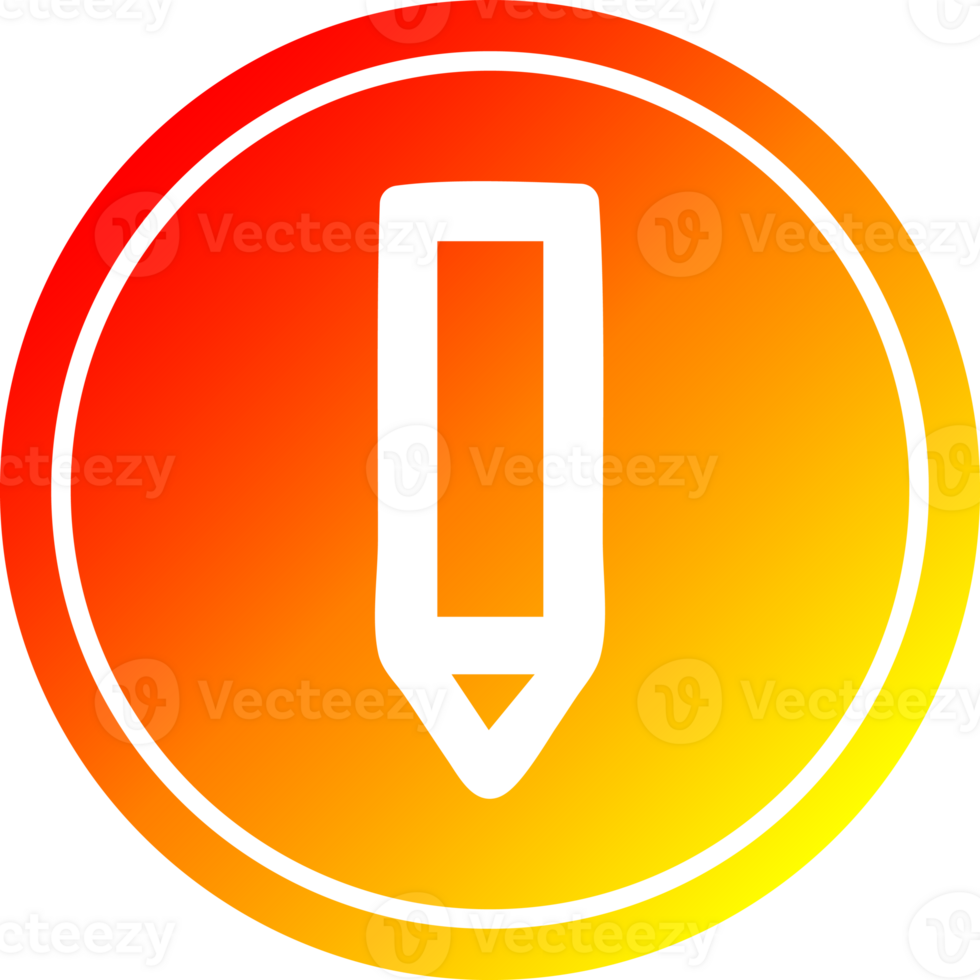 simple pencil circular icon with warm gradient finish png