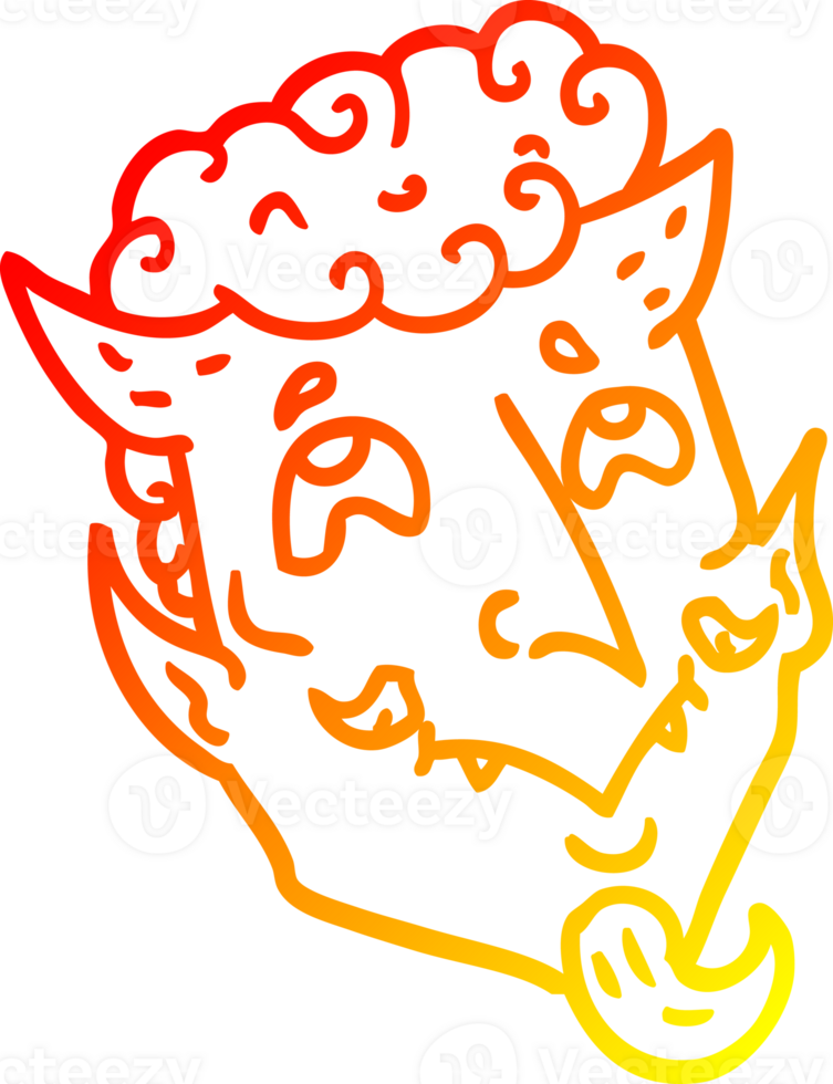 warm gradient line drawing of a cartoon devil face png