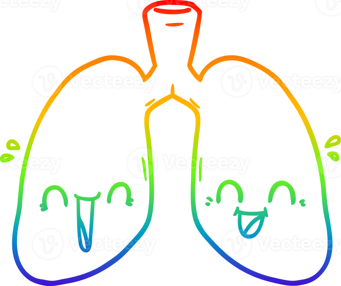 arcobaleno pendenza linea disegno di un' cartone animato contento polmoni png