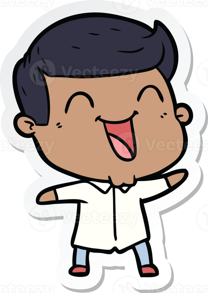 sticker of a cartoon man laughing png