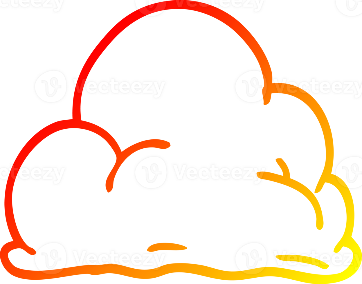 warm gradient line drawing of a cartoon storm cloud png