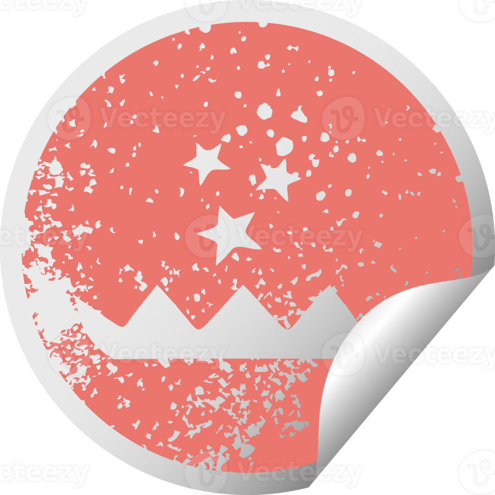 distressed circular peeling sticker symbol of a magic lotus flower png