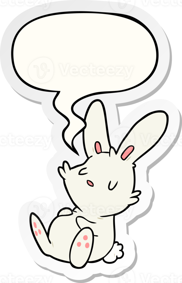 cute cartoon rabbit sleeping with speech bubble sticker png