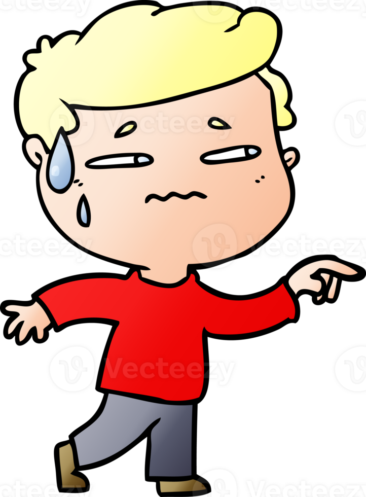 cartoon anxious man pointing png