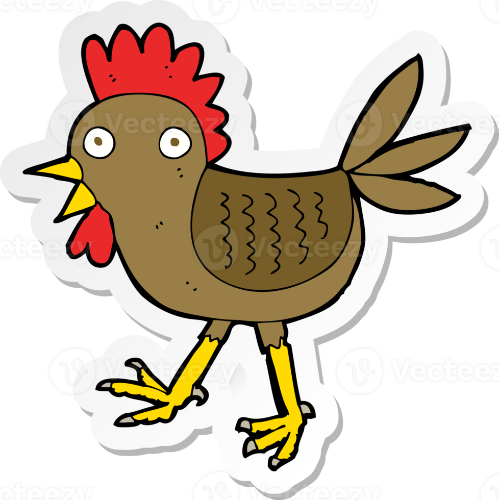 sticker of a funny cartoon chicken png