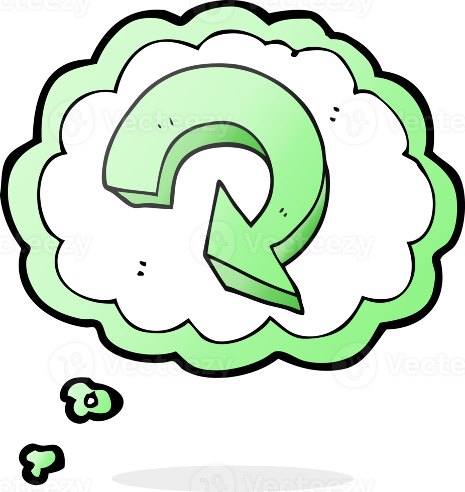 hand drawn thought bubble cartoon recycling arrow png