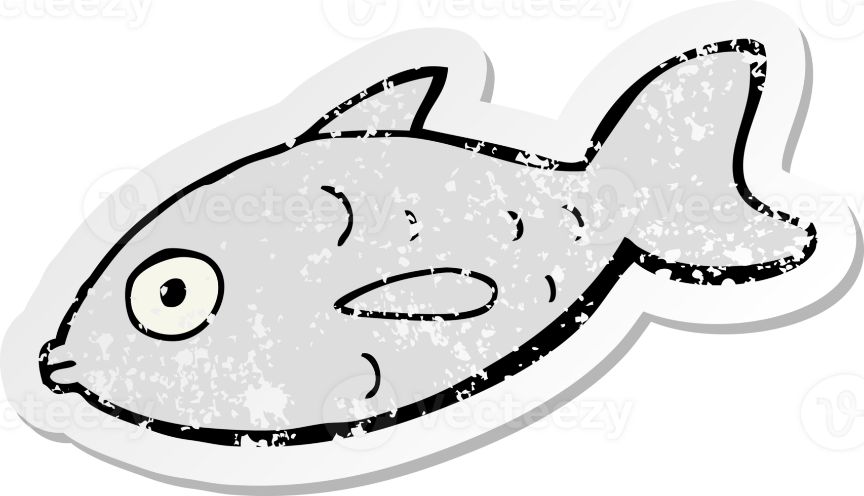 distressed sticker of a cartoon fish png