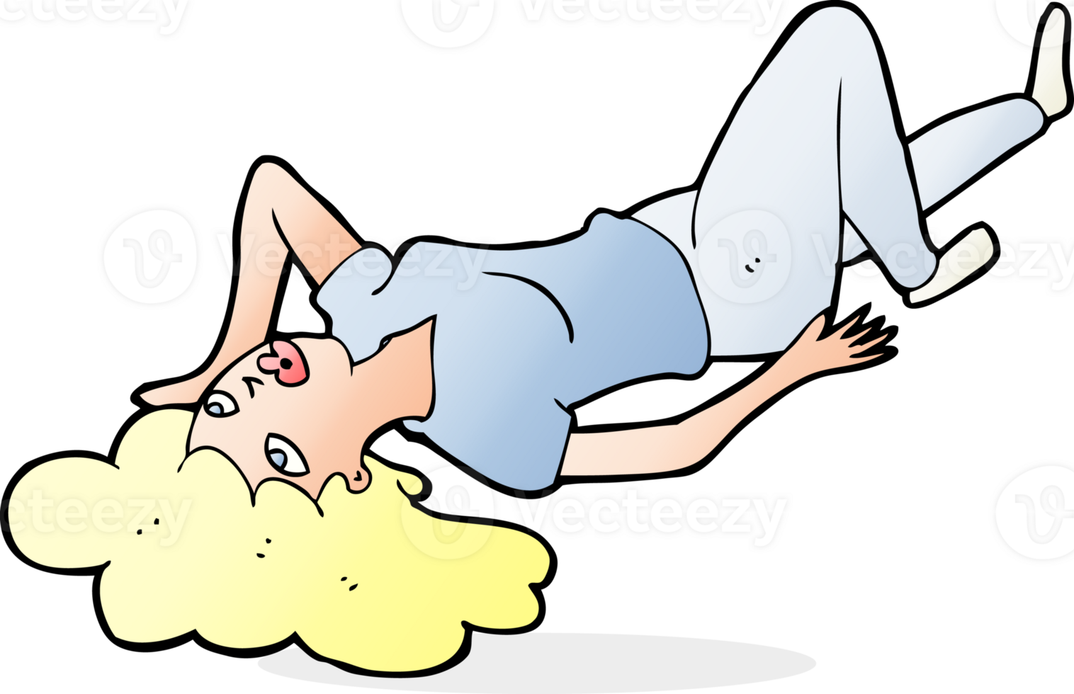 cartoon woman lying on floor png