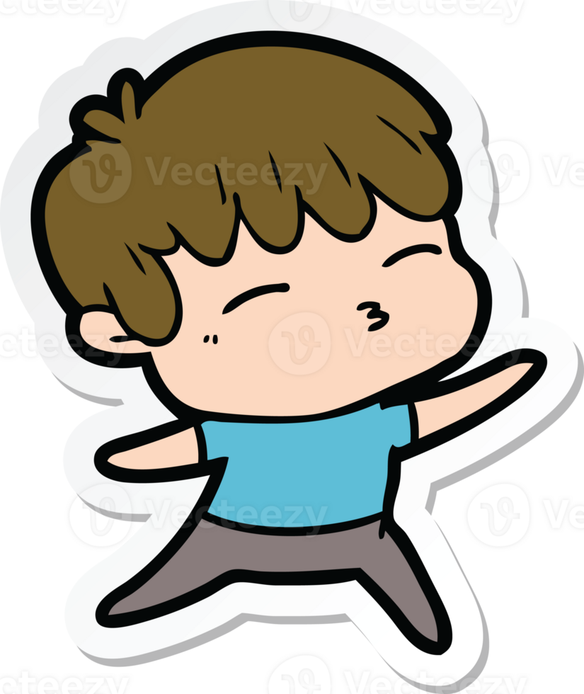 sticker of a cartoon curious boy png