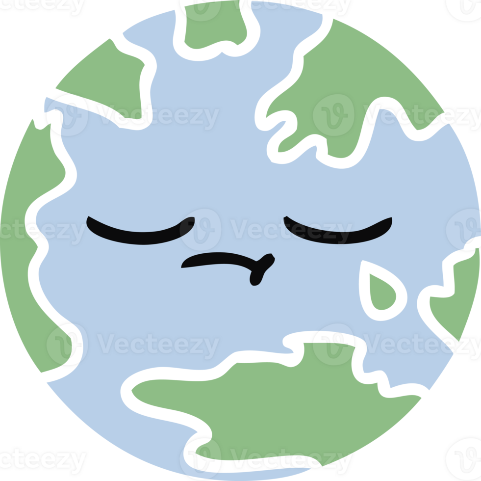 flat color retro cartoon of a planet earth png