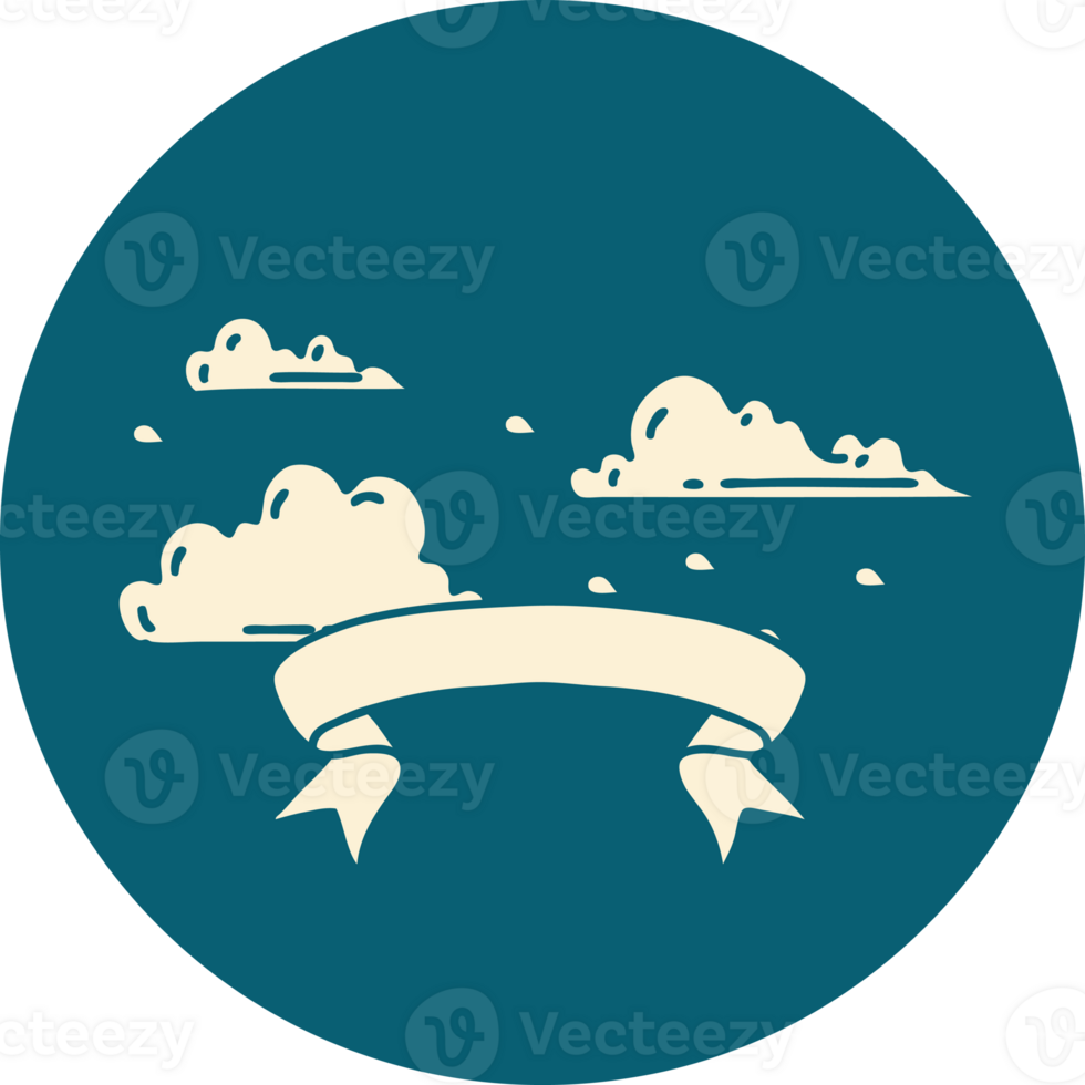 icon of a tattoo style floating clouds png