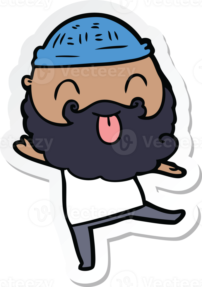 sticker of a dancing man with beard sticking out tongue png