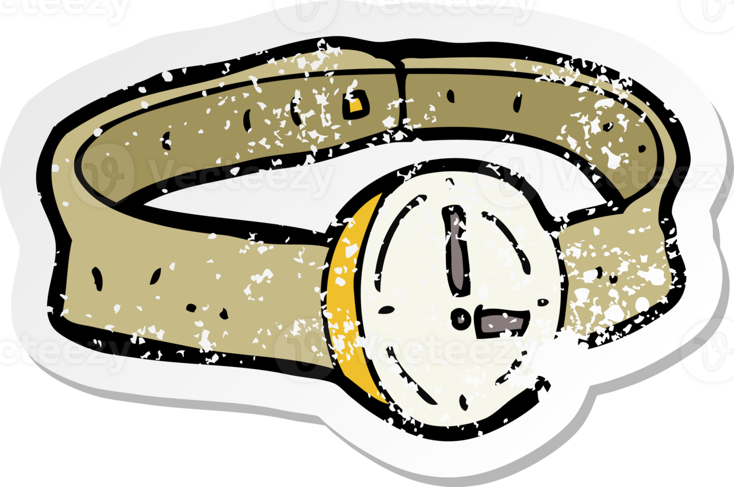 retro distressed sticker of a cartoon wrist watch png