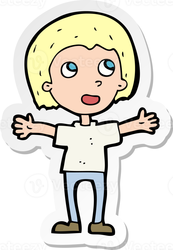 sticker of a cartoon happy person png