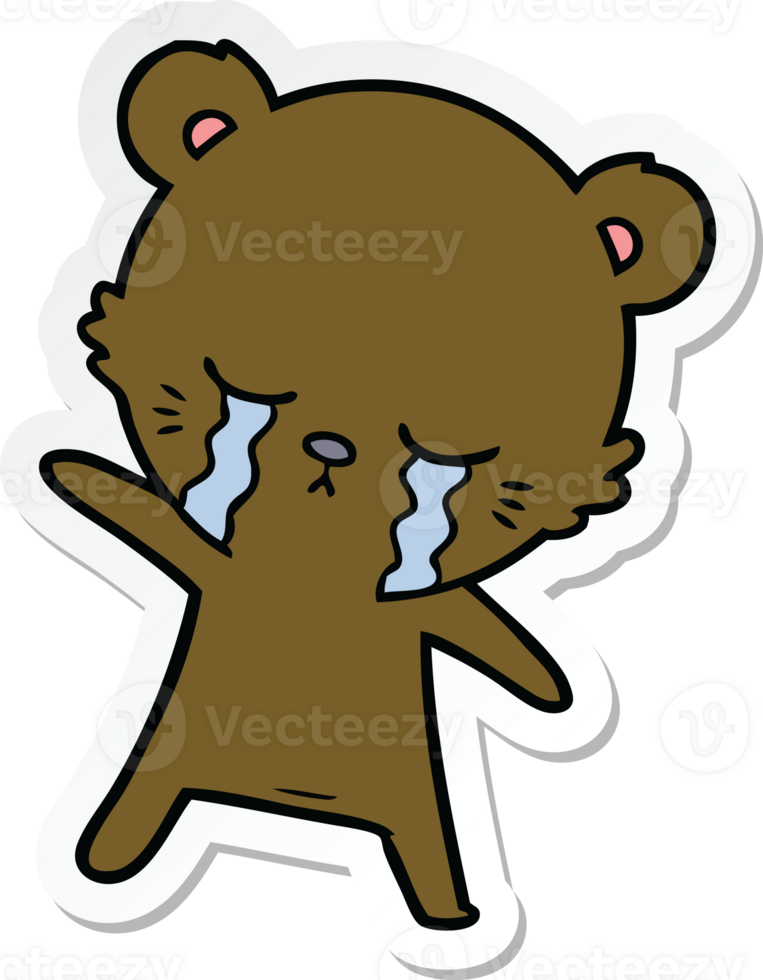 sticker of a crying cartoon bear png
