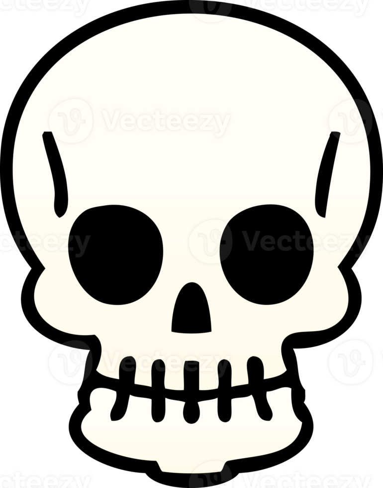 gradient shaded quirky cartoon skull png
