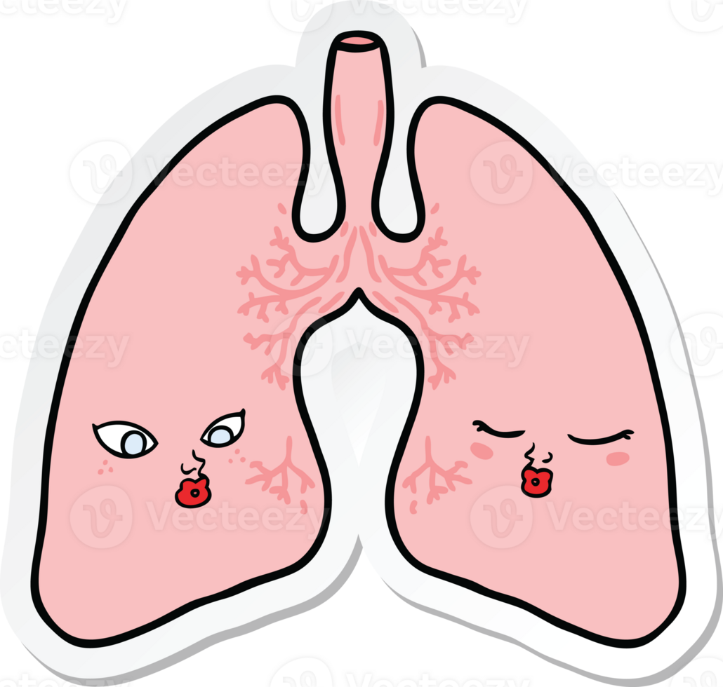 sticker of a cartoon lungs png