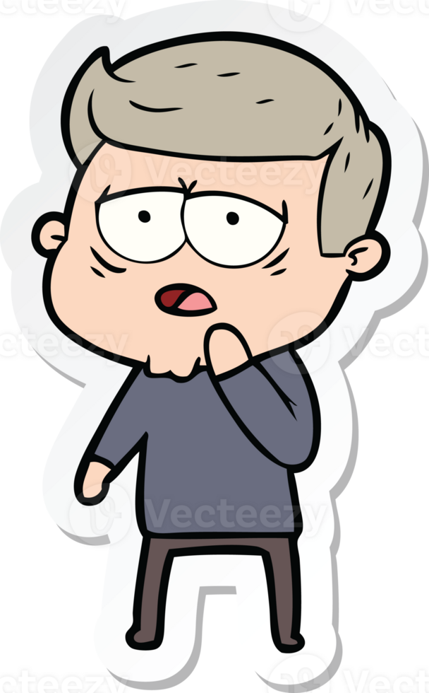 sticker of a cartoon tired man png